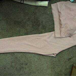 Pink Ribbed Knit Pants and Top Set